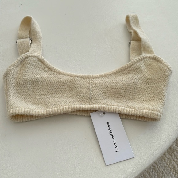 New Lovers and Friends Kamile Knit Bra in Cream crop top adjustable straps XS - Picture 2 of 6
